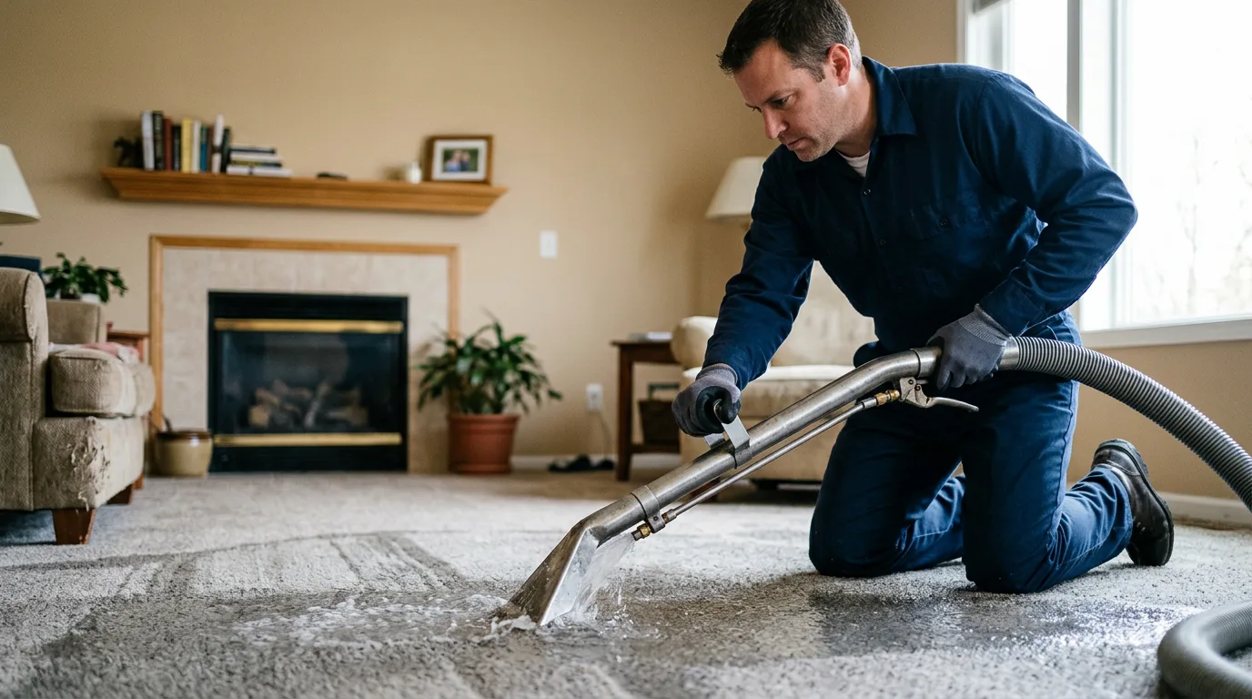 Water damage restoration technician working near Mount Gay, WV